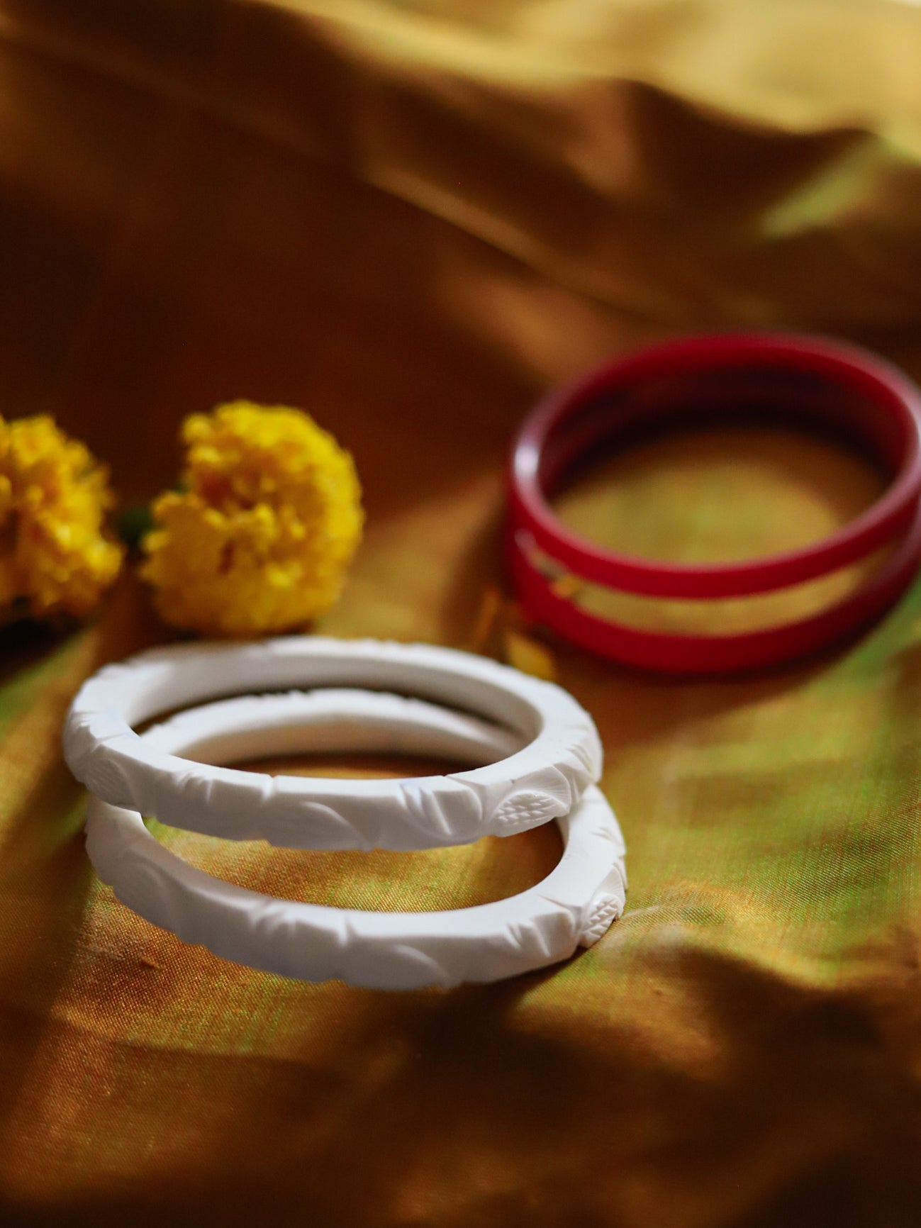 Handcarved Shakha Pola Bangle Pair (2.4 Inch)