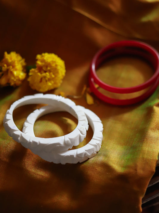 Handcarved Shakha Pola Bangle Pair (2.4 Inch)