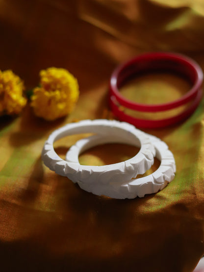 Handcarved Shakha Pola Bangle Pair (2.4 Inch)