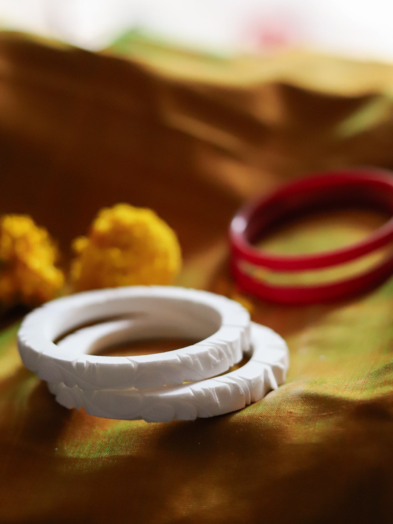 Handcarved Shakha Pola Bangle Pair (2.4 Inch)