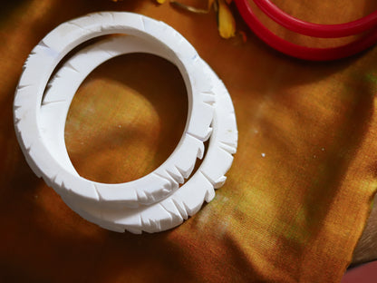 Handcarved Shakha Pola Bangle Pair (2.4 Inch)
