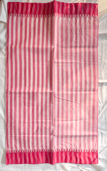 Handwoven Bengal White and Red Tant Saree (Tangail Saree)