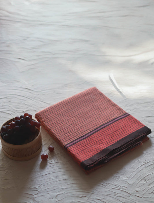 Handwoven Bengal Tant Saree (Tangail Saree) in Jamdani Weave