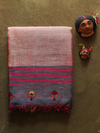Handwoven Bengal Linen Saree
