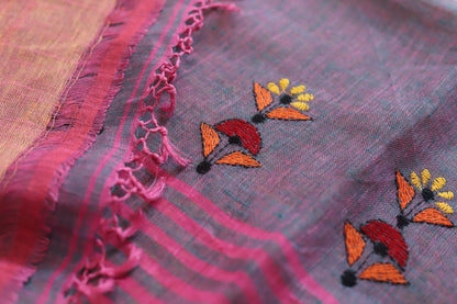 Handwoven Bengal Linen Saree