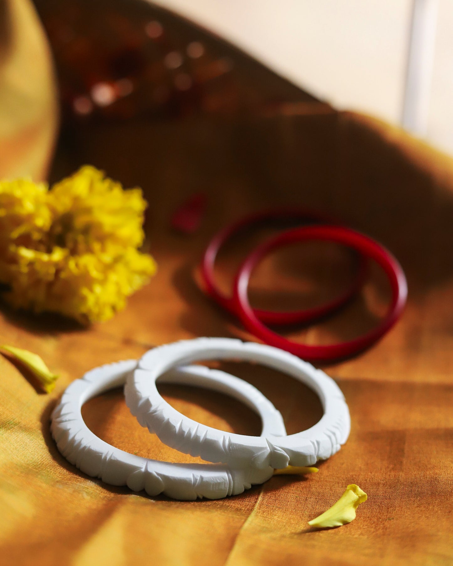 Handcarved Shakha Pola Bangle Pair (2.4 Inch)