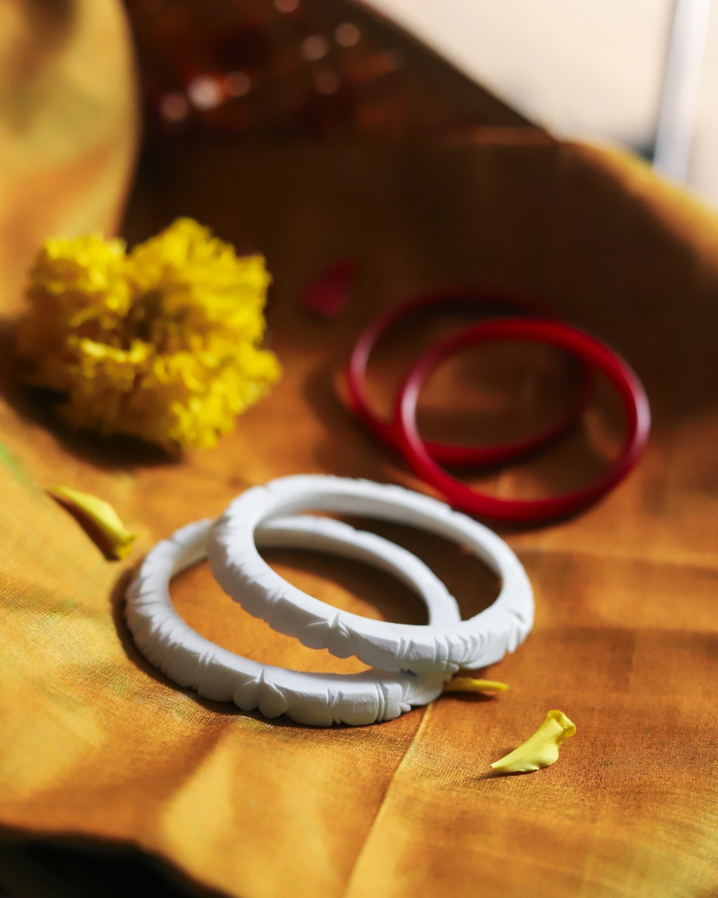 Handcarved Shakha Pola Bangle Pair (2.4 Inch)