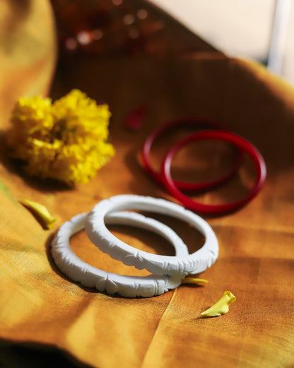 Handcarved Shakha Pola Bangle Pair (2.4 Inch)
