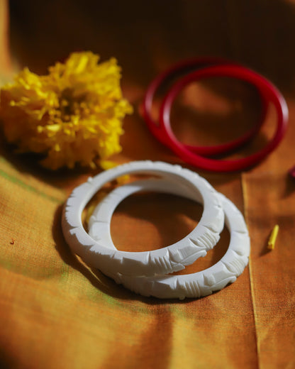 Handcarved Shakha Pola Bangle Pair (2.4 Inch)