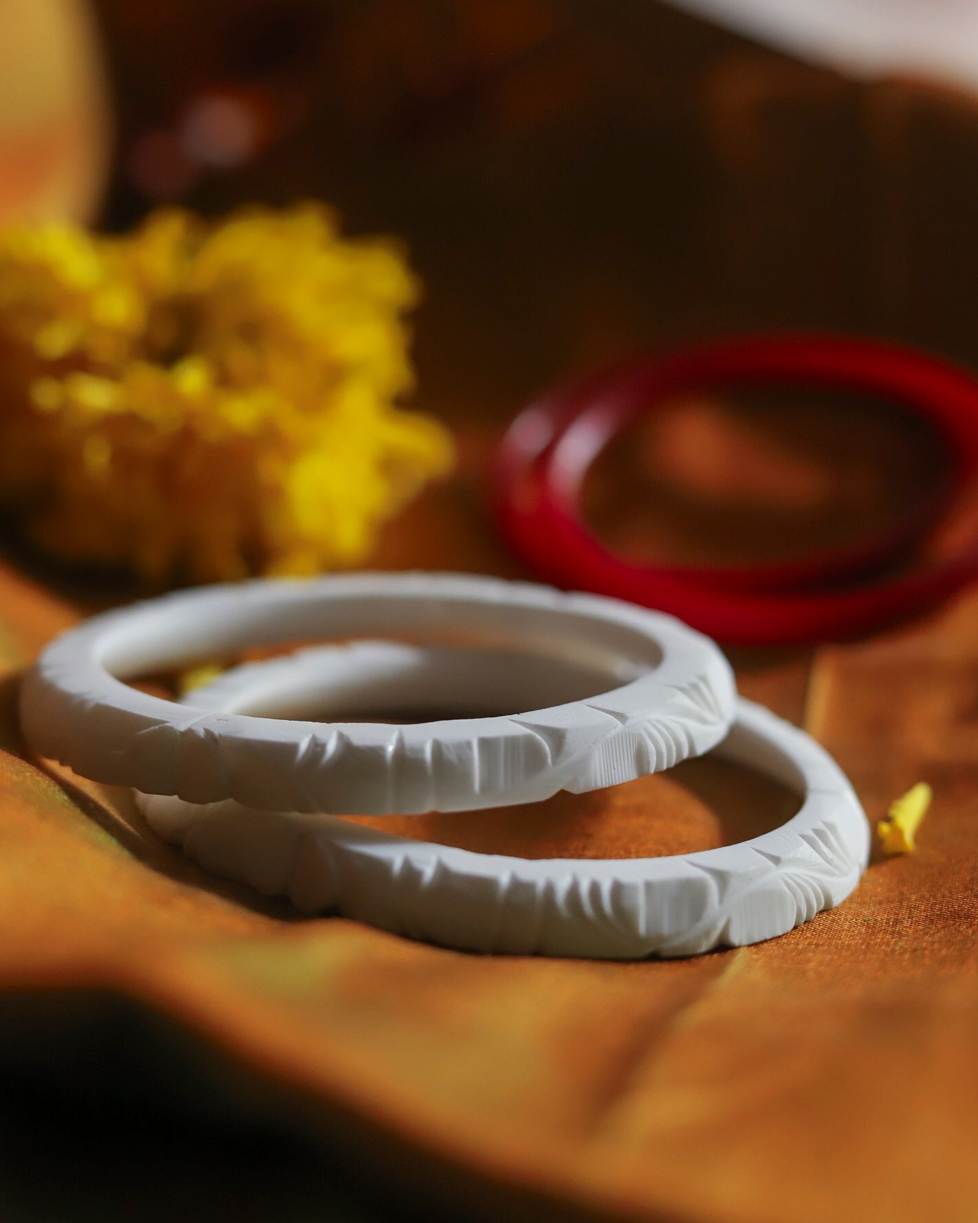 Handcarved Shakha Pola Bangle Pair (2.4 Inch)