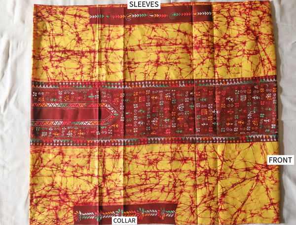 Bengal Cotton Batik Men's Kurta Fabric with Kantha