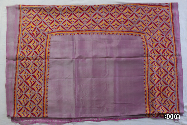 Bengal Kantha Hand Embroidery Silk Saree