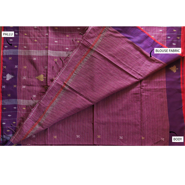 Handwoven Bengal Cotton Saree in Jamdani design