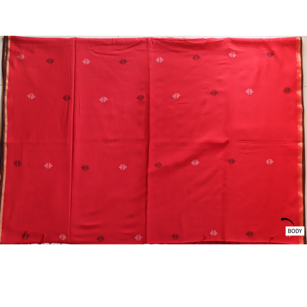 Handwoven Bengal Cotton Saree in Jamdani design