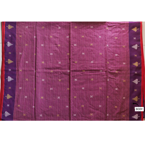 Handwoven Bengal Cotton Saree in Jamdani design