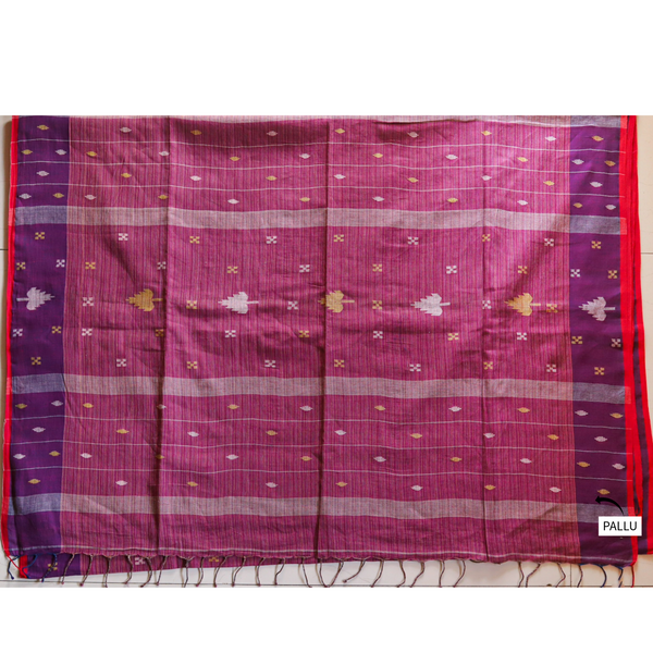 Handwoven Bengal Cotton Saree in Jamdani design