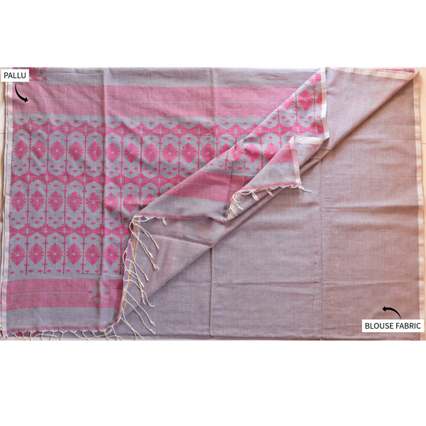 Handwoven Bengal Cotton Saree in Jamdani design