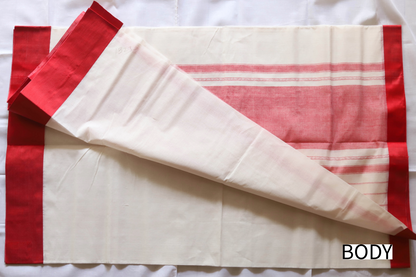 Handwoven Bengal White and Red Cotton Saree