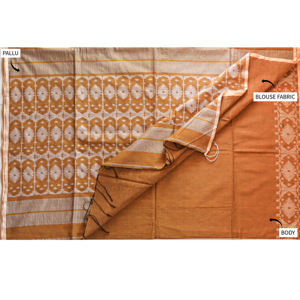 Handwoven Bengal Cotton Saree in Jamdani design