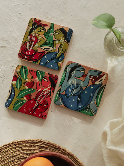 Hand painted Wooden Pattachitra Coaster Set