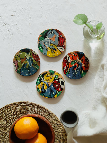 Hand painted Wooden Pattachitra Coaster Set