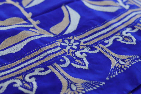 Bengal Kantha Hand Embroidery Silk Saree