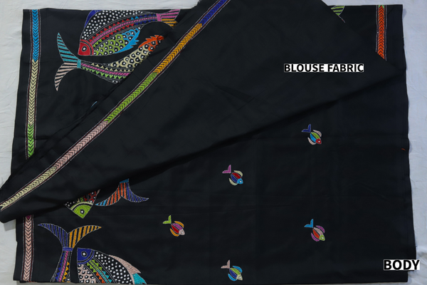 Bengal Kantha Hand Embroidery Silk Saree