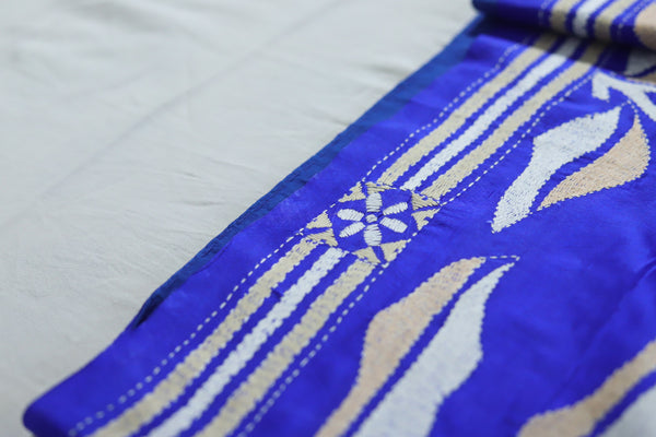 Bengal Kantha Hand Embroidery Silk Saree