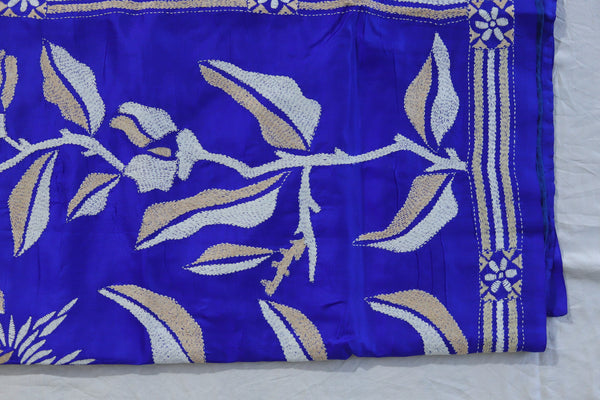 Bengal Kantha Hand Embroidery Silk Saree