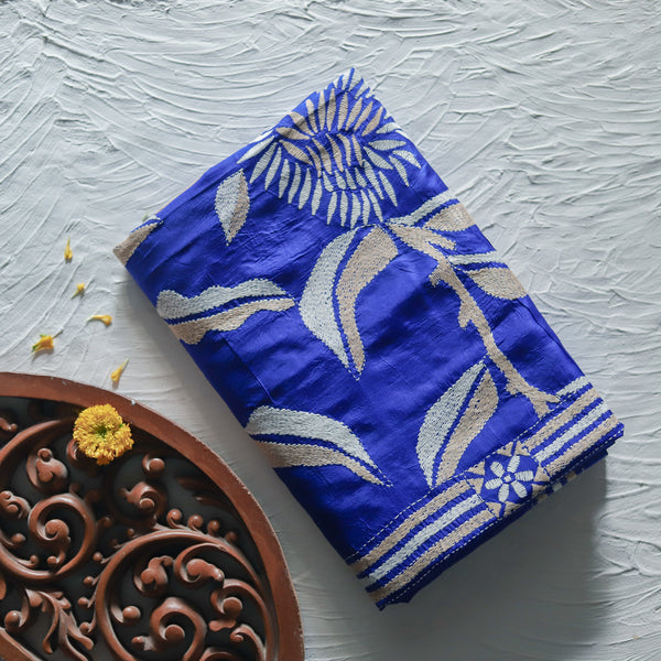 Bengal Kantha Hand Embroidery Silk Saree