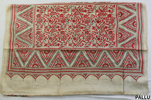 Bengal Kantha Hand Embroidery Silk Saree