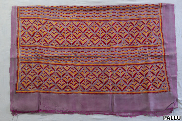 Bengal Kantha Hand Embroidery Silk Saree