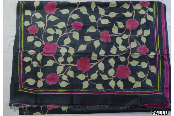 Bengal Kantha Hand Embroidery Silk Saree