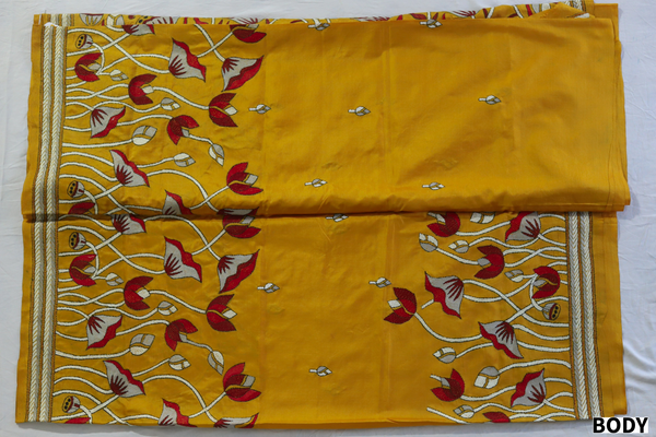 Bengal Kantha Hand Embroidery Silk Saree