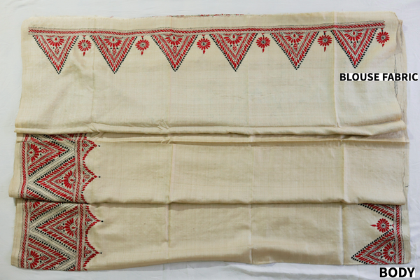 Bengal Kantha Hand Embroidery Silk Saree