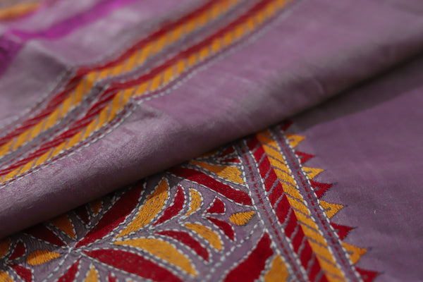 Bengal Kantha Hand Embroidery Silk Saree