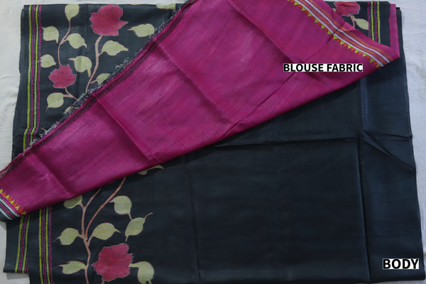 Bengal Kantha Hand Embroidery Silk Saree