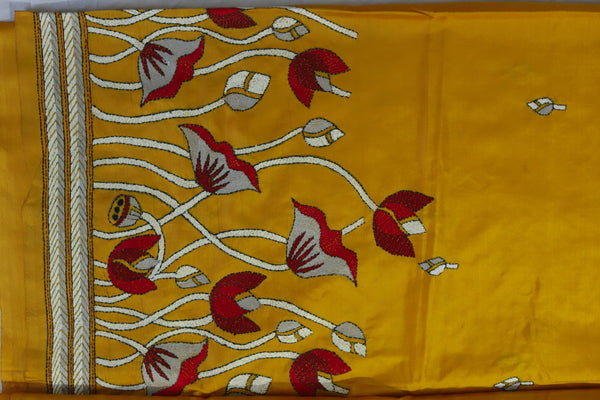 Bengal Kantha Hand Embroidery Silk Saree