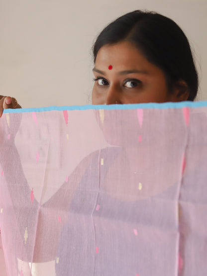 Handwoven Bangla Cotton Dupatta in Jamdani Weave