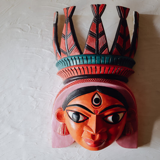 Bengal Wooden Hand-carved Mask Wall Hanging