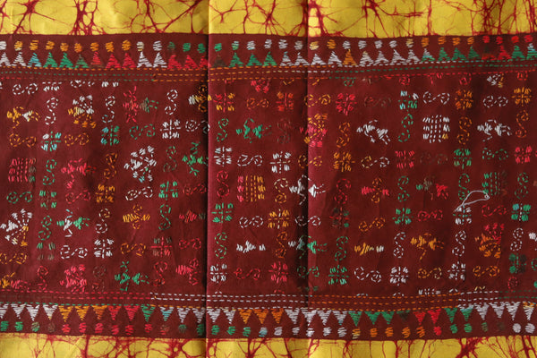 Bengal Cotton Batik Men's Kurta Fabric with Kantha