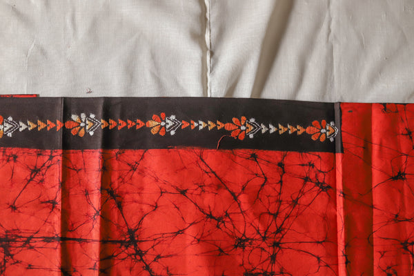 Bengal Cotton Batik Men's Kurta Fabric with Kantha