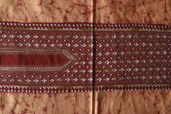 Bengal Cotton Batik Men's Kurta Fabric with Kantha