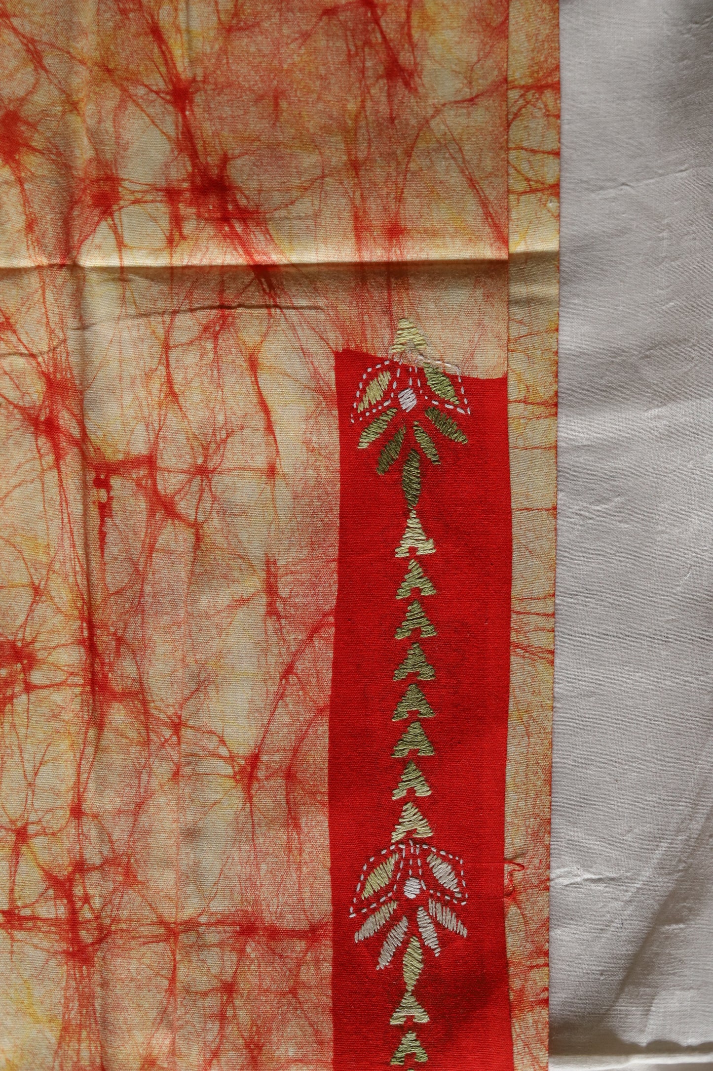 Bengal Cotton Batik Men's Kurta Fabric with Kantha