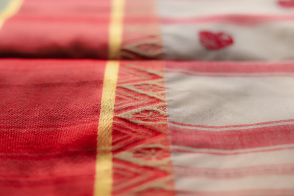 Handwoven Bengal White and Red Cotton Saree (Tangail/ Tant Soft Saree)