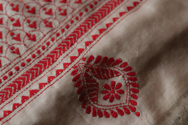 Bengal Kantha Hand Embroidery Silk Saree