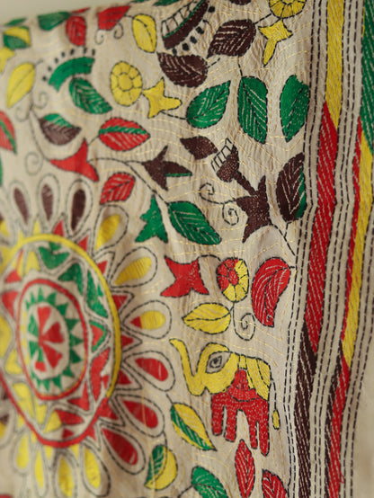Bengal Hand Embroidery Kantha Stitch Silk Stole