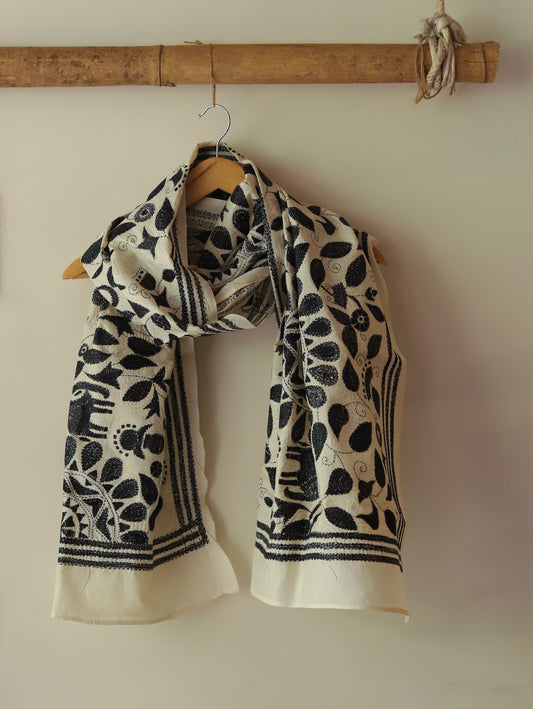 Bengal Hand Embroidery Kantha Stitch Silk Stole
