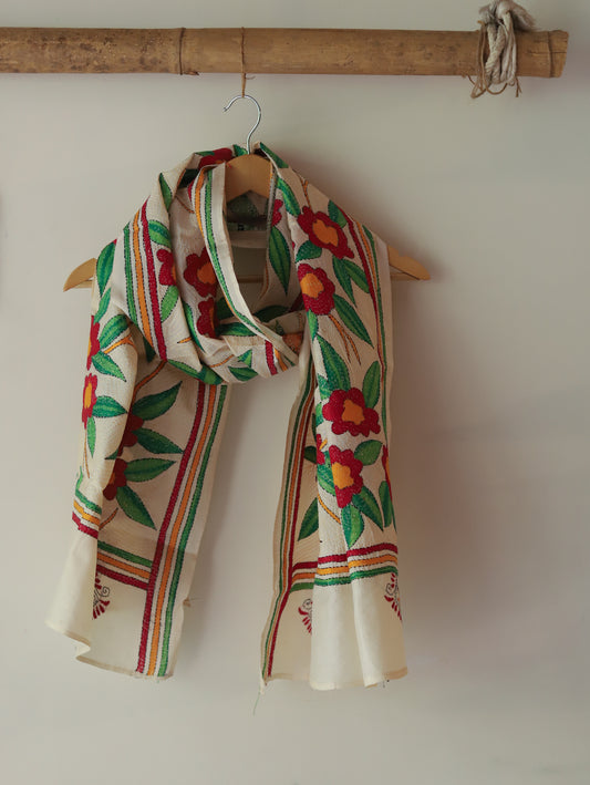 Bengal Hand Embroidery Kantha Stitch Silk Stole