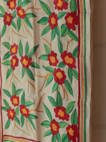 Bengal Hand Embroidery Kantha Stitch Silk Stole